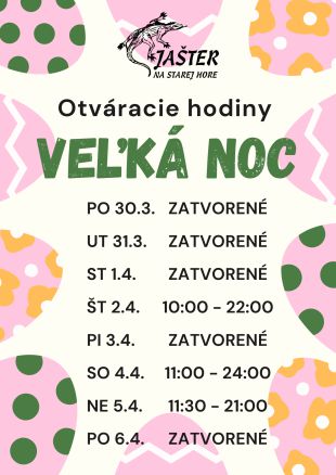 Otváracie hodiny Veľká noc